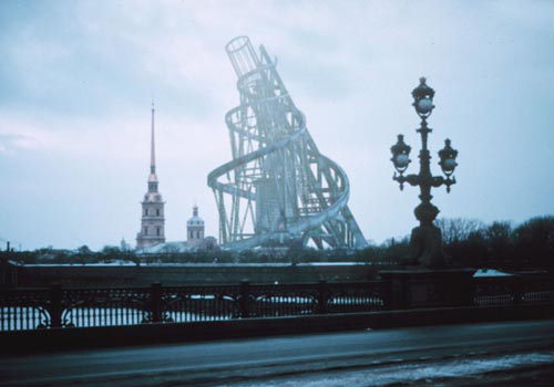hypothetical view of Talin's Tower next to Saints Peter and Paul Cathedral in St Petersburg