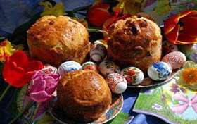 Easter bread and pysanki