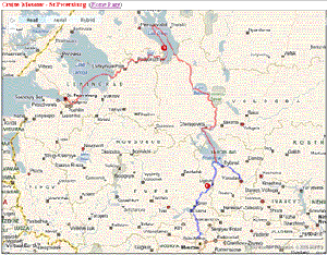 Russia river cruise route map