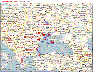 Ukraine to Turkey cruise map