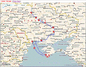 Ukraine river cruise map